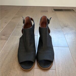 Lucky Brand New Black Peep-Toe Mules 6.5